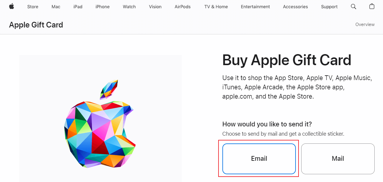 enter of apple offical giftcard