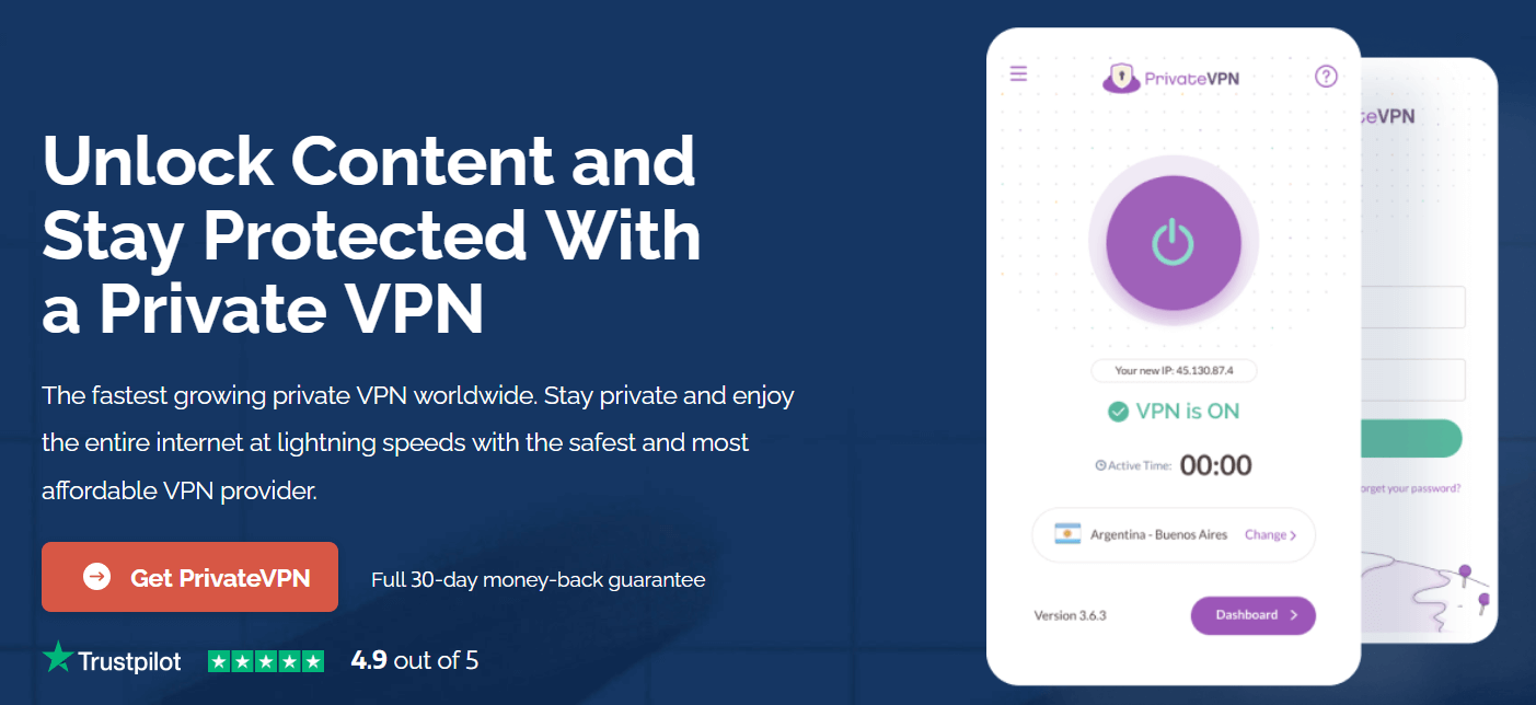 home page of privatevpn