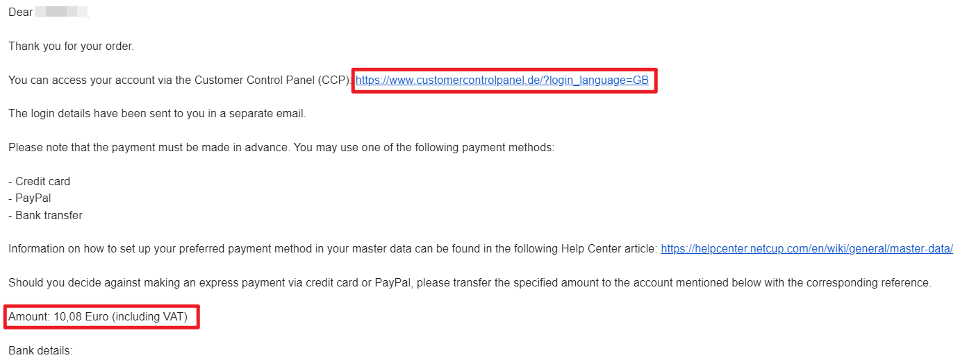 payment email