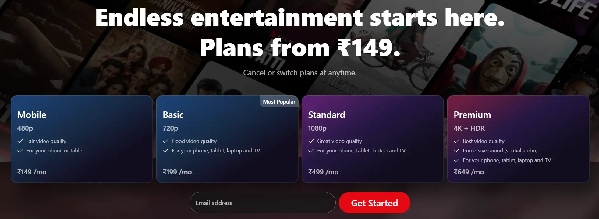 plans of netflix india