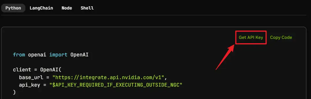 nvidia nim-get api key